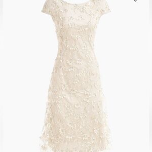 Theia Cream Sheath Dress with Cap Sleeves